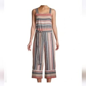 Beachlunchlounge striped linen /cotton jumpsuit size XS